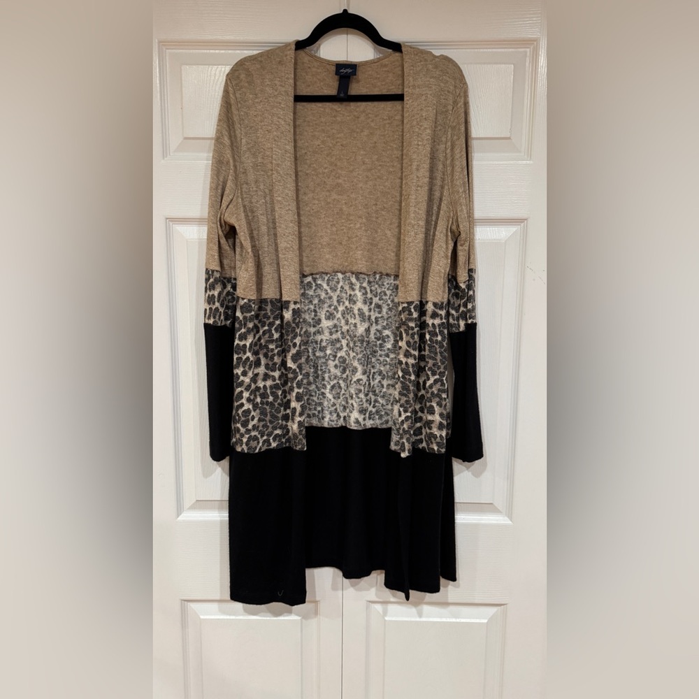 Leopard Print Colorblock Cardigan